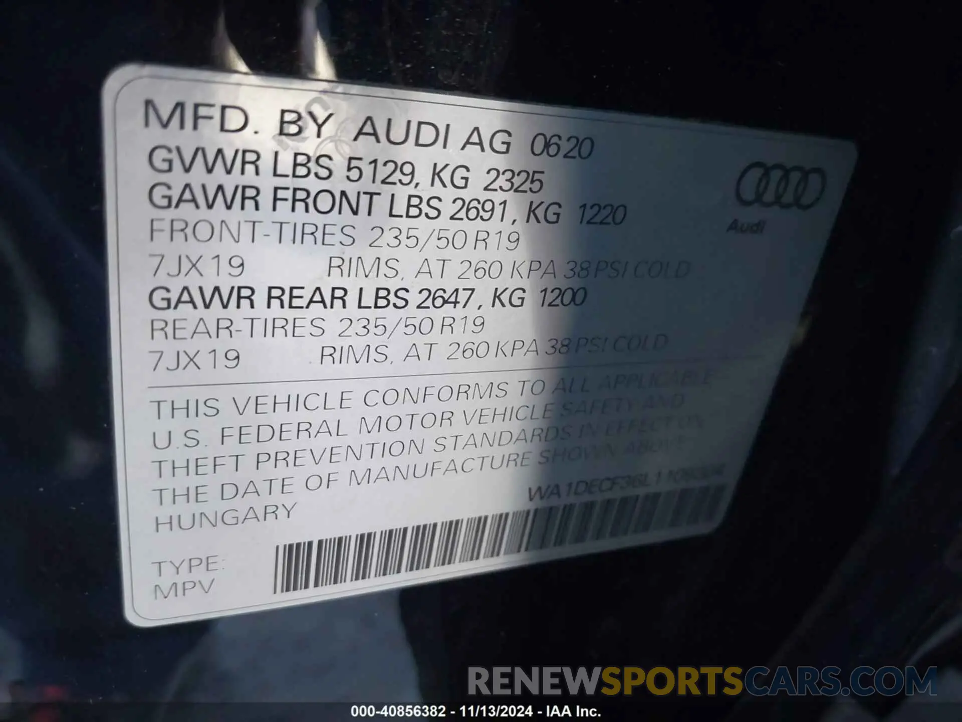 9 Photograph of a damaged car WA1DECF36L1109304 AUDI Q3 2020