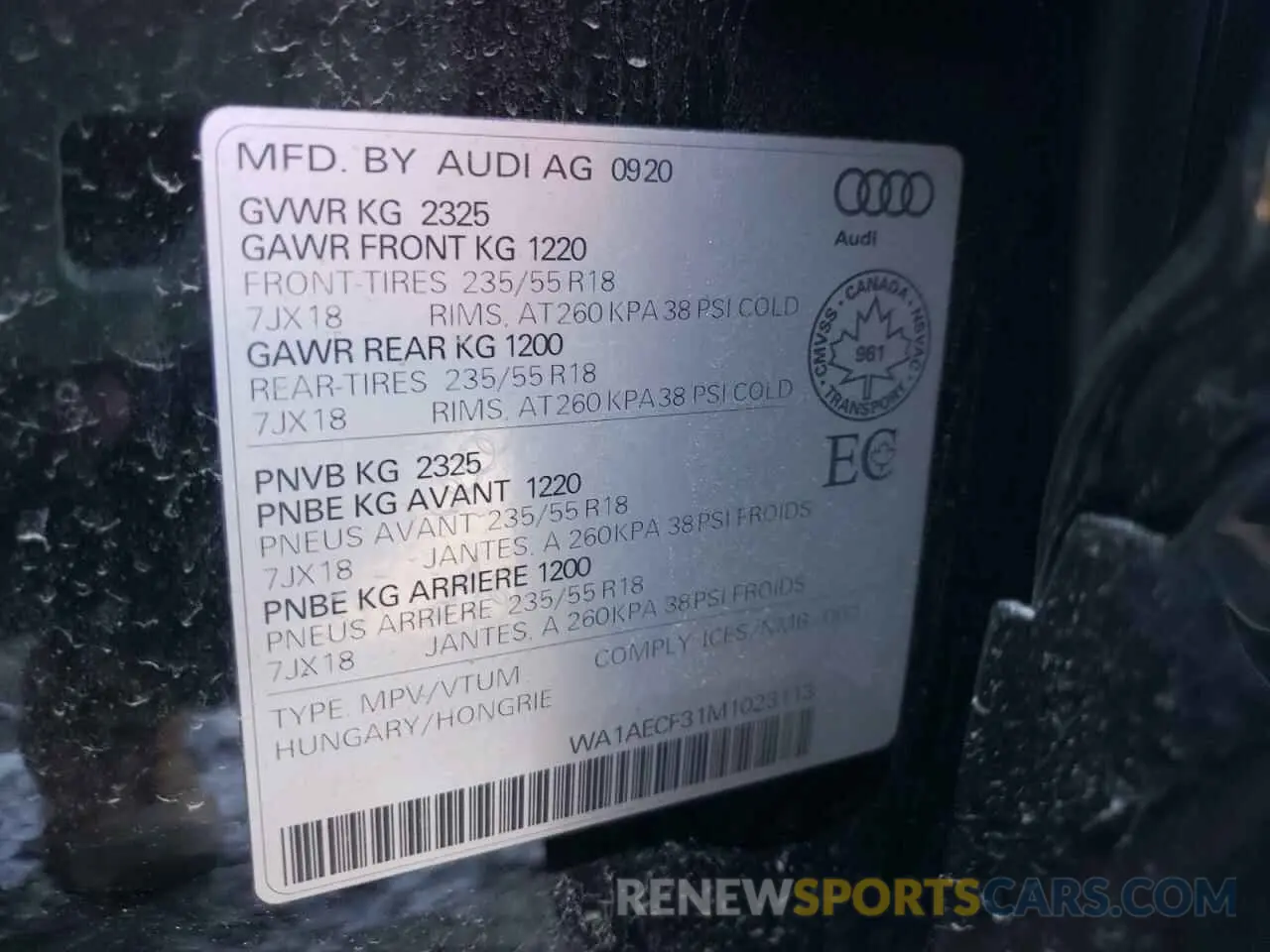 12 Photograph of a damaged car WA1AECF31M1023113 AUDI Q3 2021
