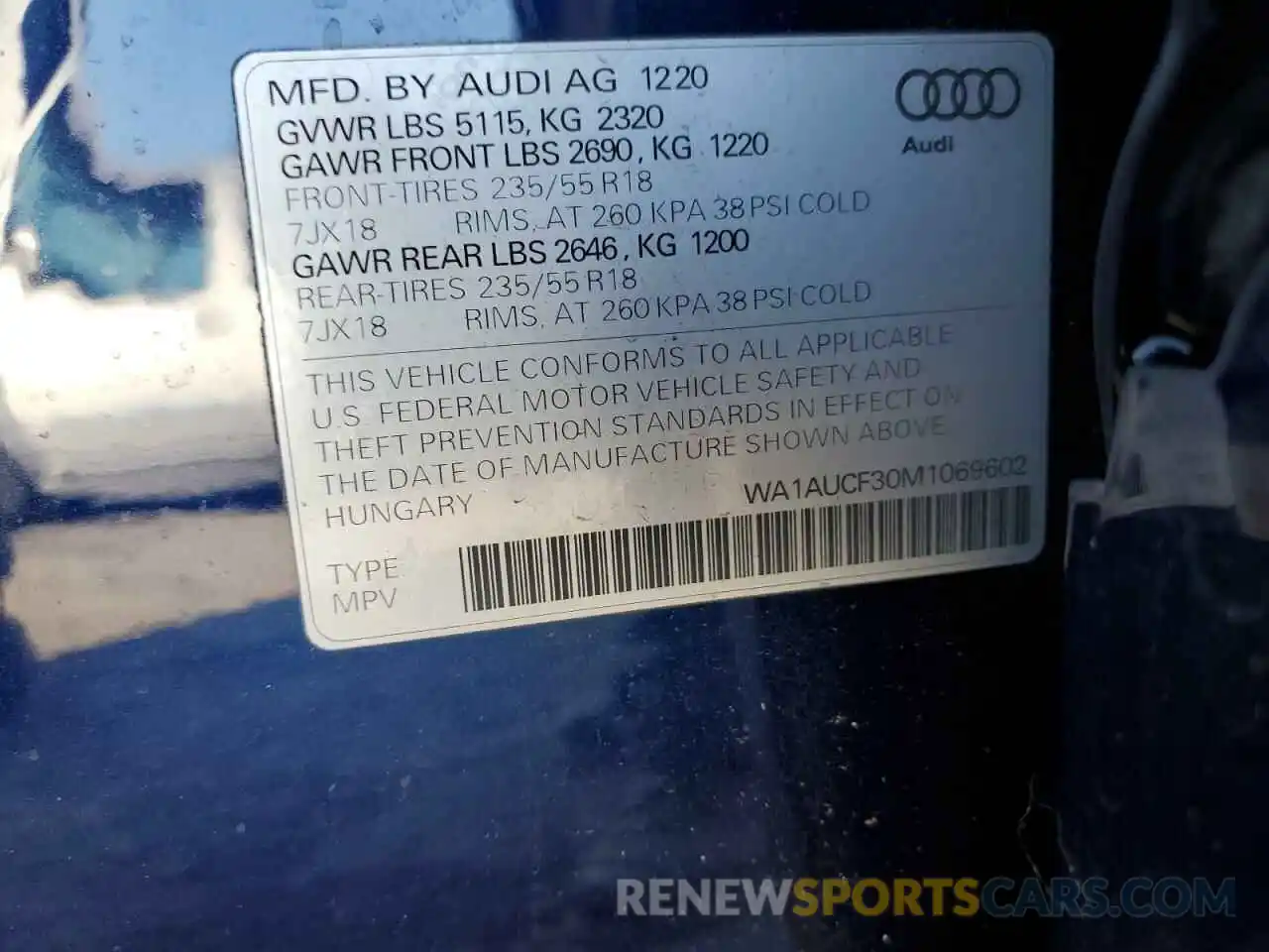 13 Photograph of a damaged car WA1AUCF30M1069602 AUDI Q3 2021