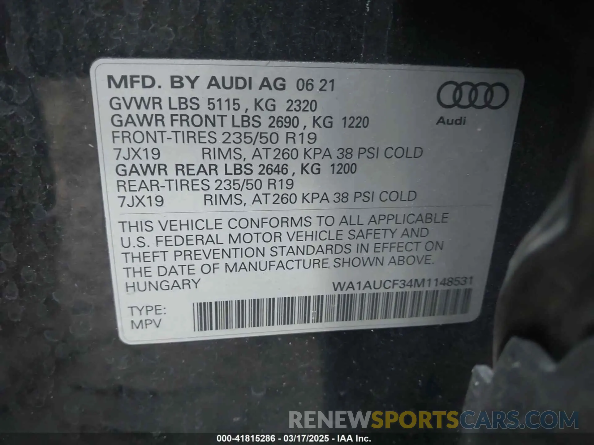9 Photograph of a damaged car WA1AUCF34M1148531 AUDI Q3 2021