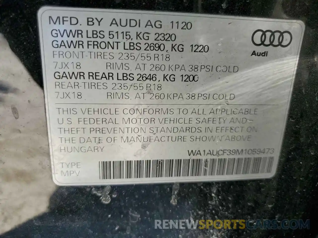 13 Photograph of a damaged car WA1AUCF39M1059473 AUDI Q3 2021