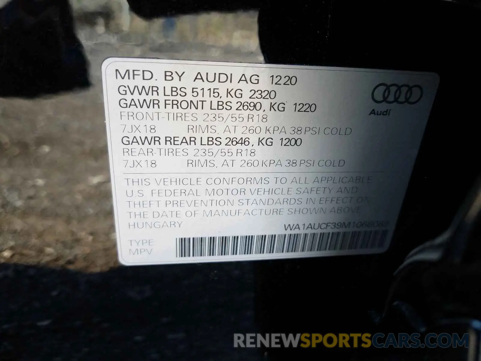 10 Photograph of a damaged car WA1AUCF39M1068089 AUDI Q3 2021