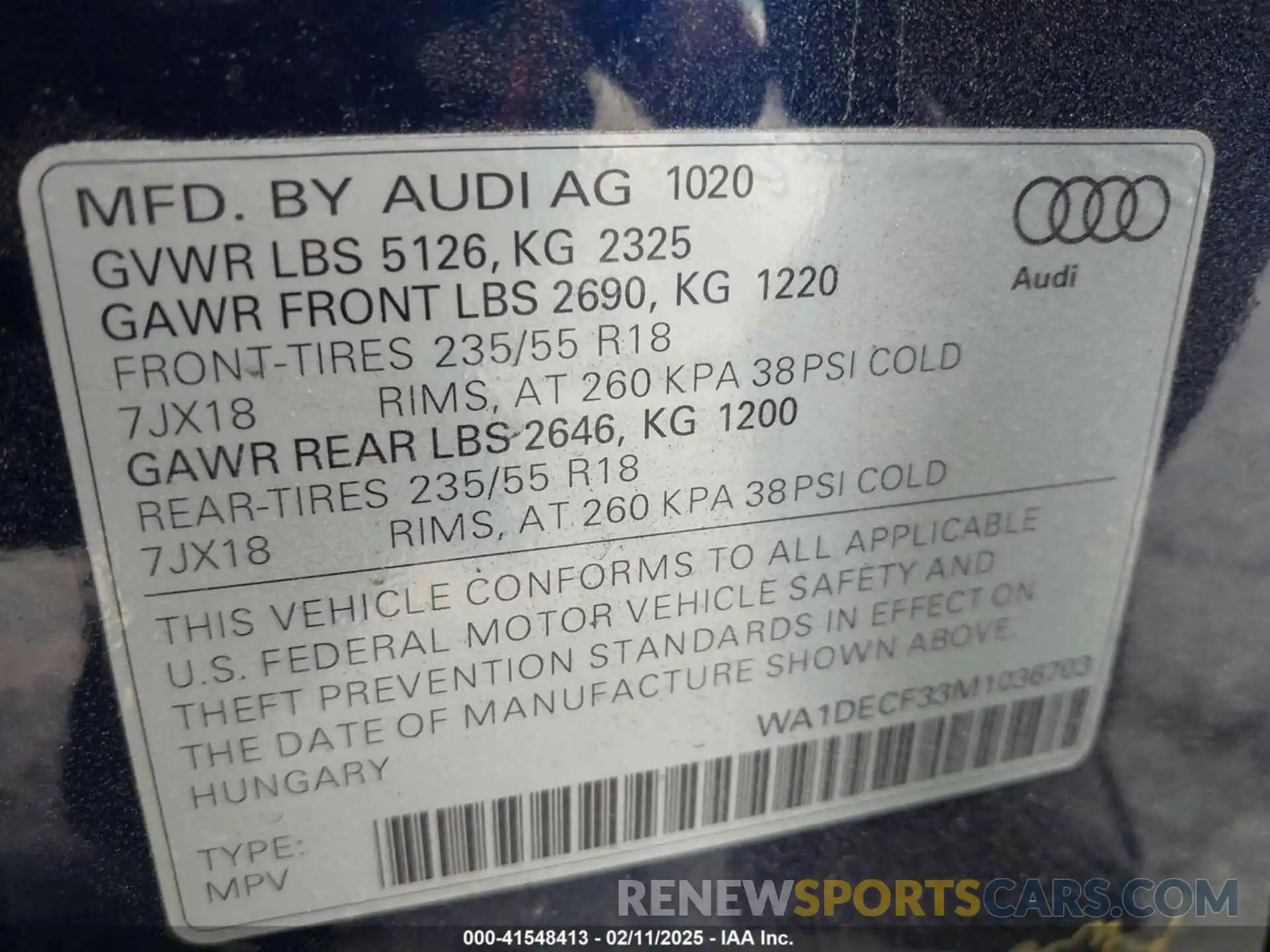 9 Photograph of a damaged car WA1DECF33M1036703 AUDI Q3 2021