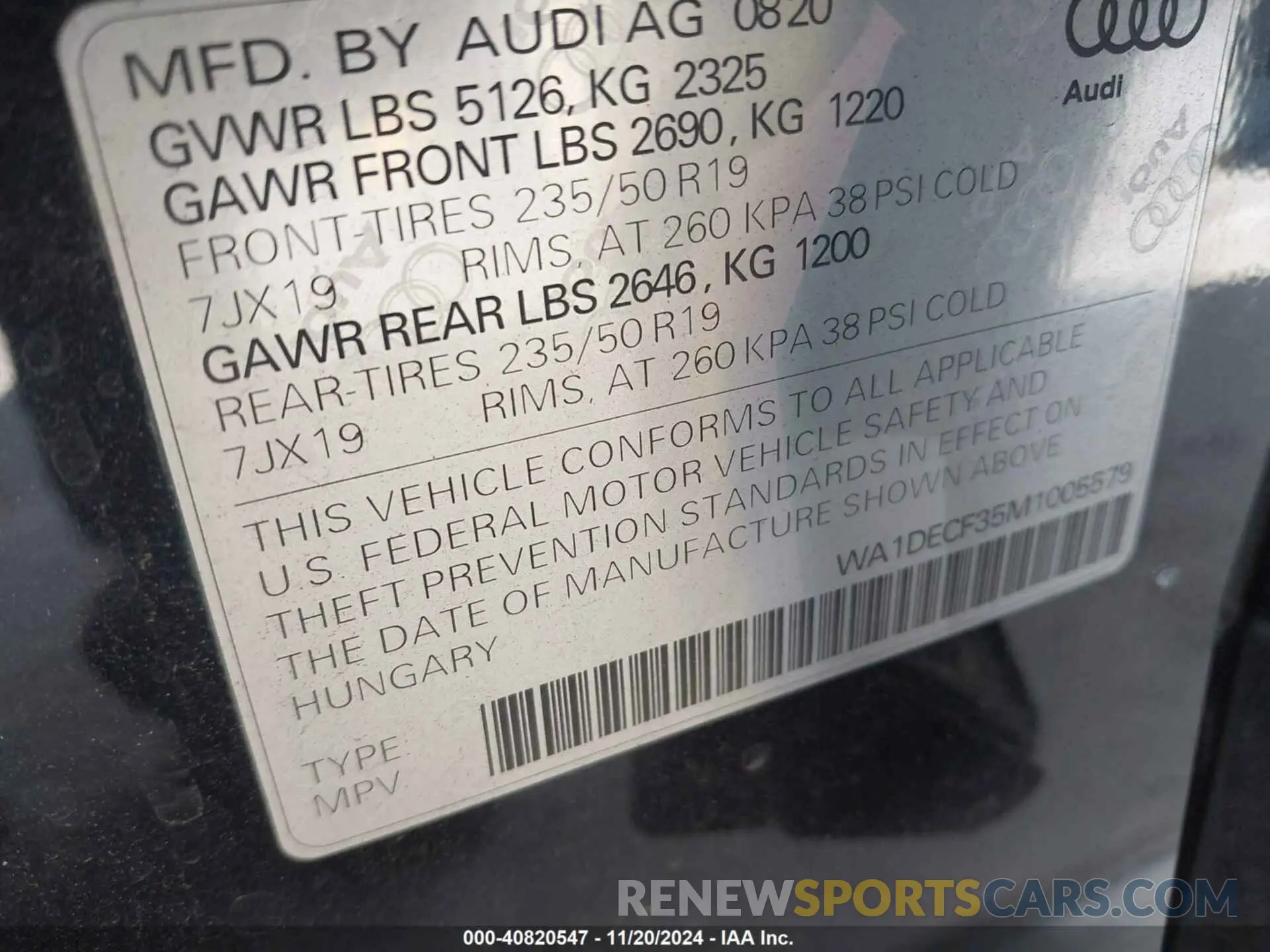 9 Photograph of a damaged car WA1DECF35M1005579 AUDI Q3 2021