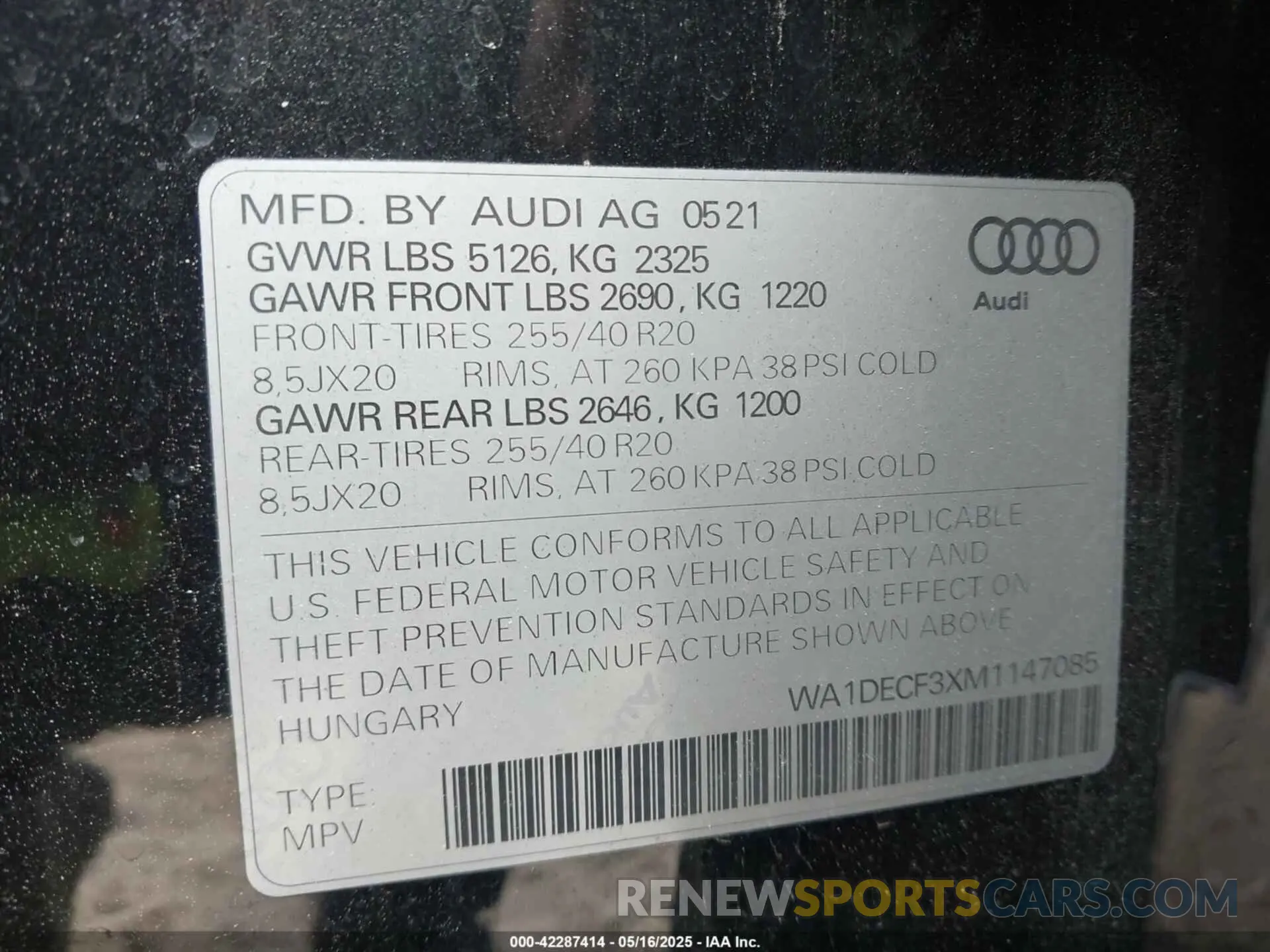 9 Photograph of a damaged car WA1DECF3XM1147085 AUDI Q3 2021