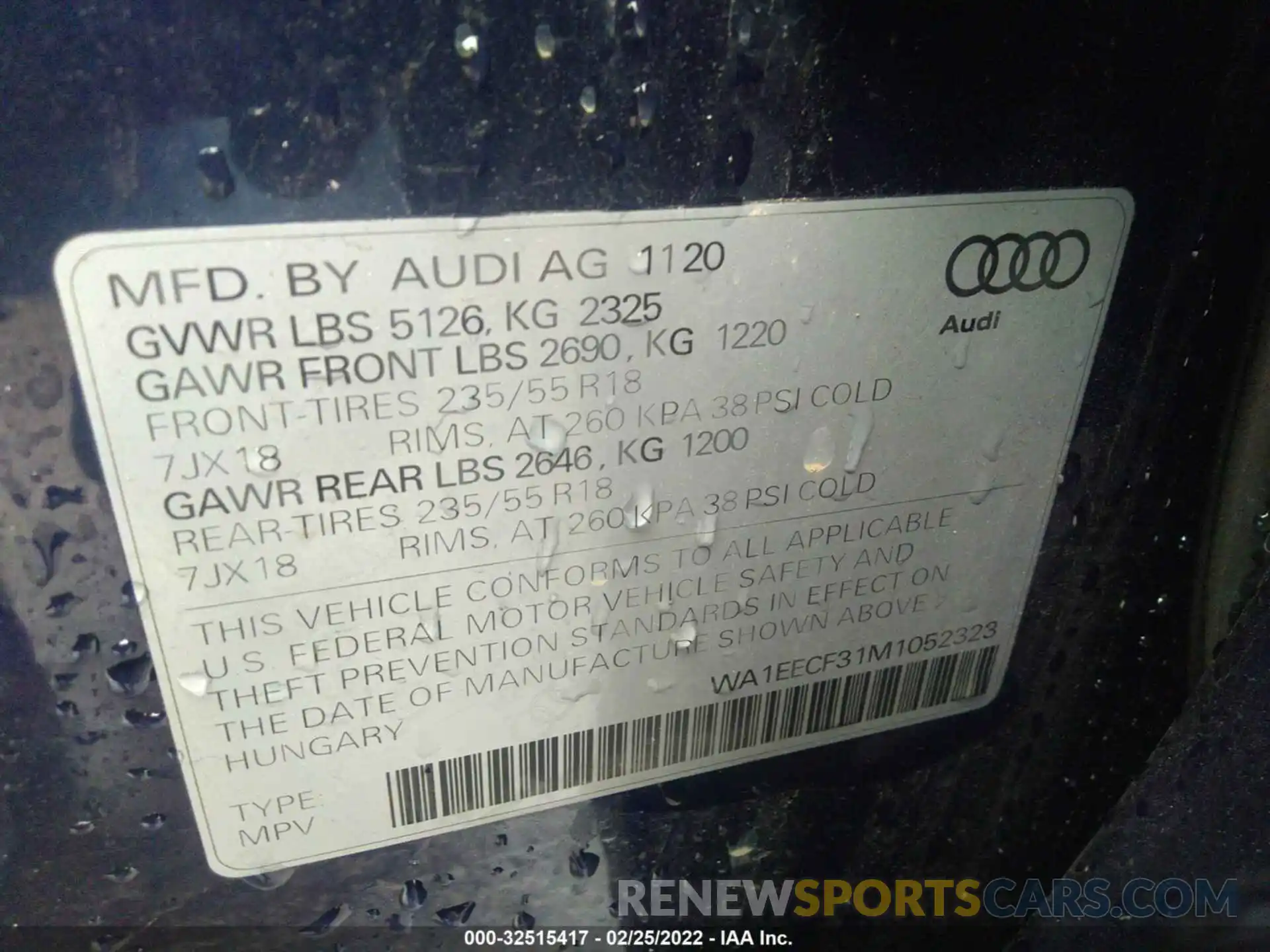 9 Photograph of a damaged car WA1EECF31M1052323 AUDI Q3 2021