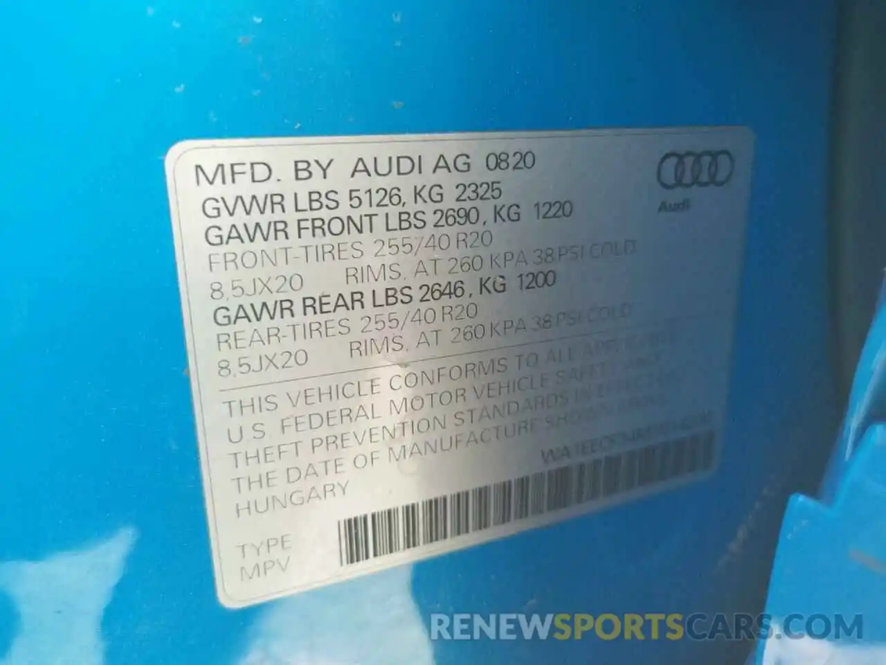 10 Photograph of a damaged car WA1EECF34M1014200 AUDI Q3 2021