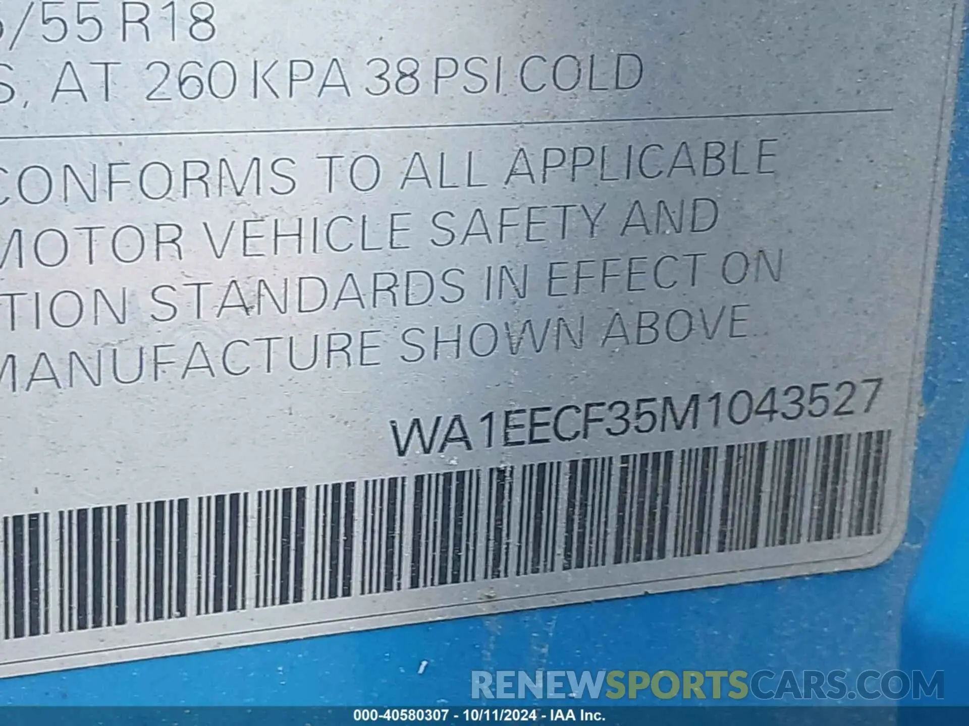 9 Photograph of a damaged car WA1EECF35M1043527 AUDI Q3 2021