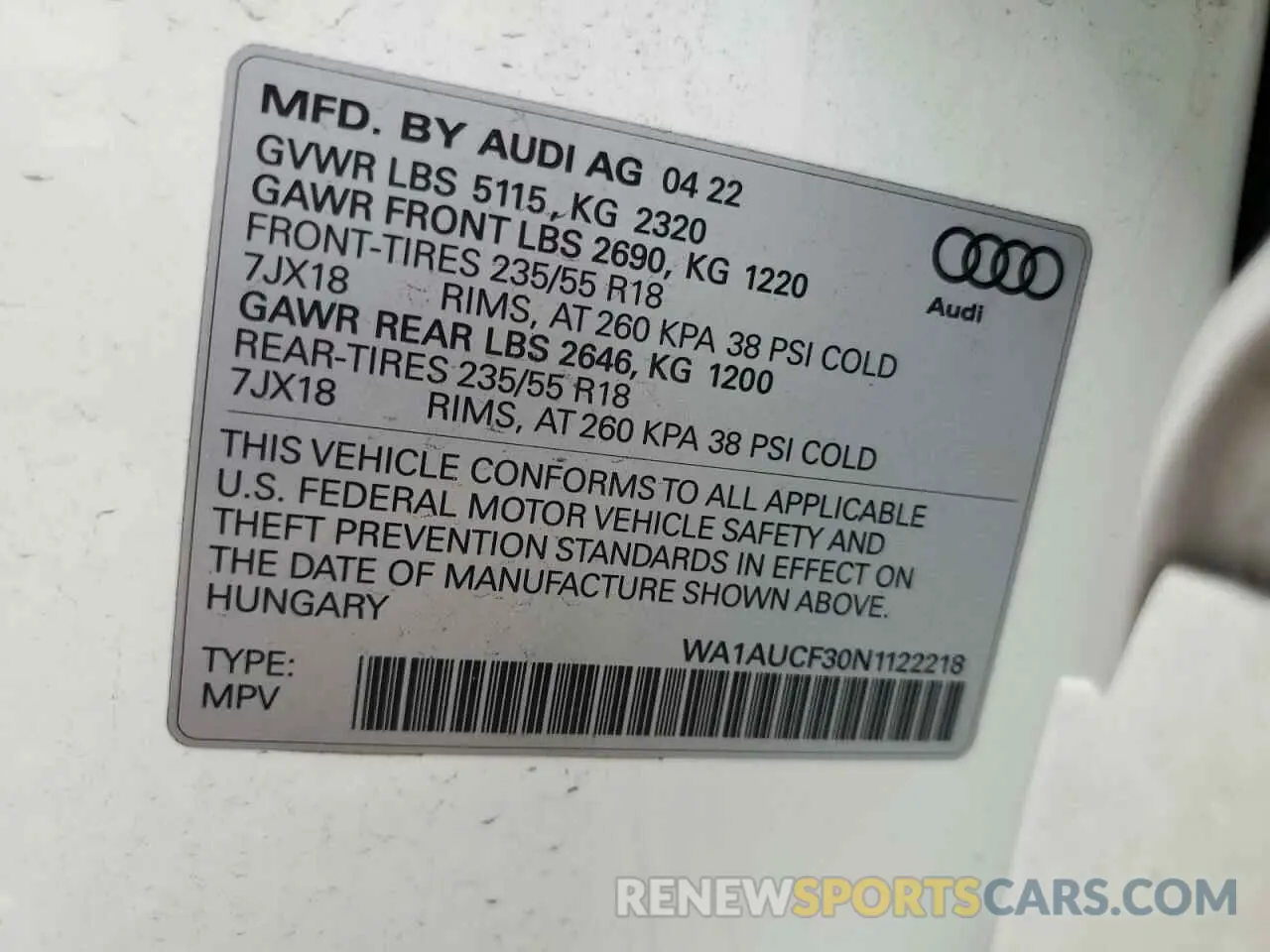 13 Photograph of a damaged car WA1AUCF30N1122218 AUDI Q3 2022