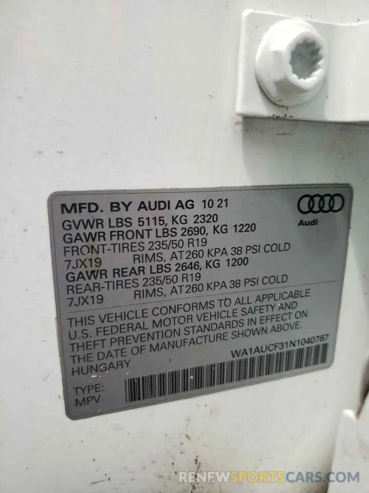 13 Photograph of a damaged car WA1AUCF31N1040787 AUDI Q3 2022