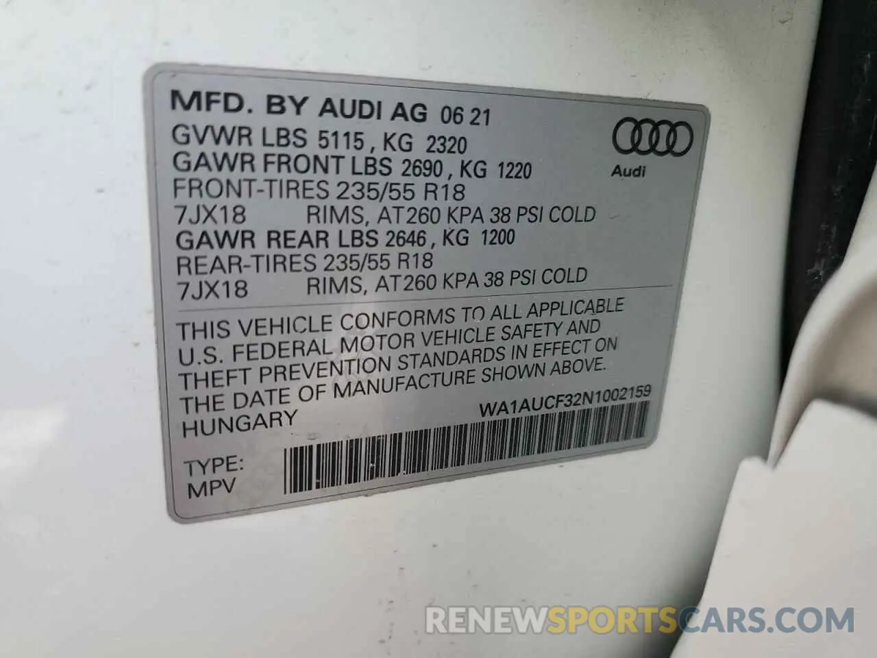 13 Photograph of a damaged car WA1AUCF32N1002159 AUDI Q3 2022