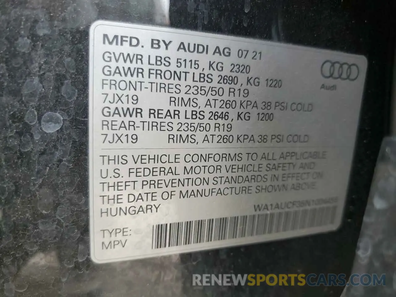 13 Photograph of a damaged car WA1AUCF35N1004455 AUDI Q3 2022