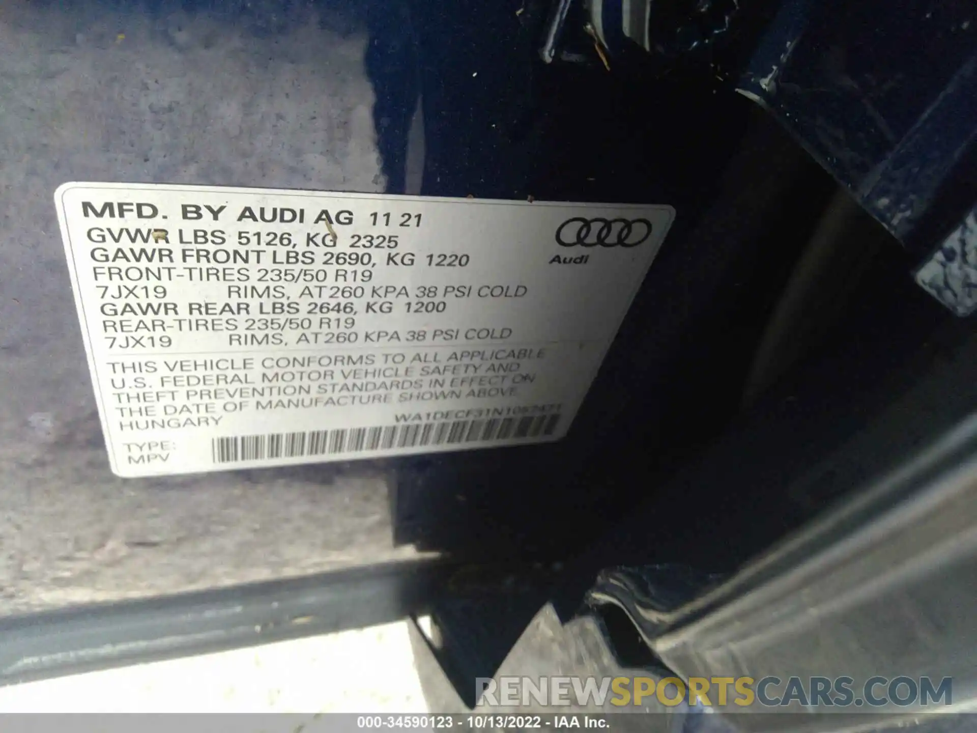 9 Photograph of a damaged car WA1DECF31N1057471 AUDI Q3 2022