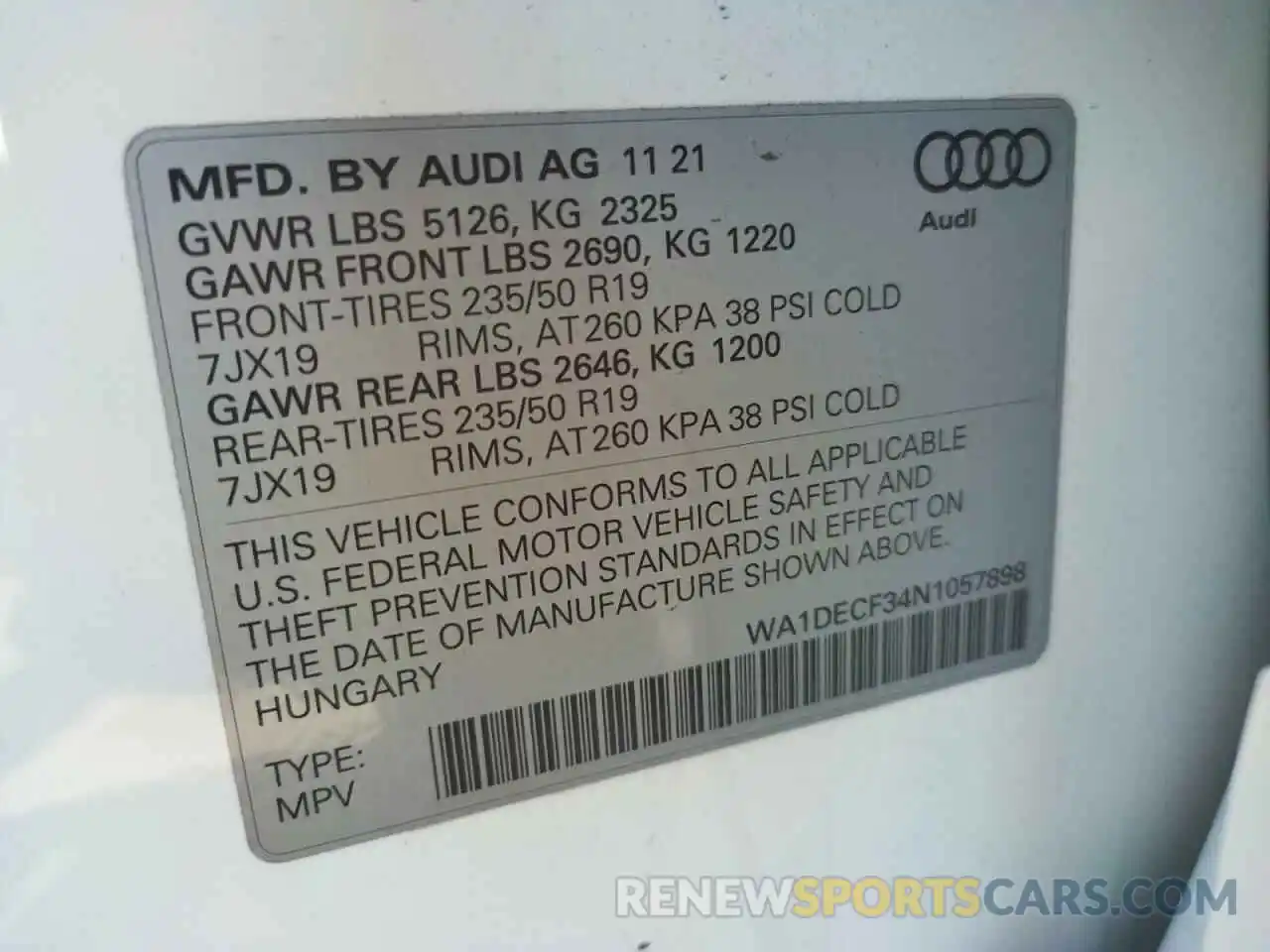 10 Photograph of a damaged car WA1DECF34N1057898 AUDI Q3 2022