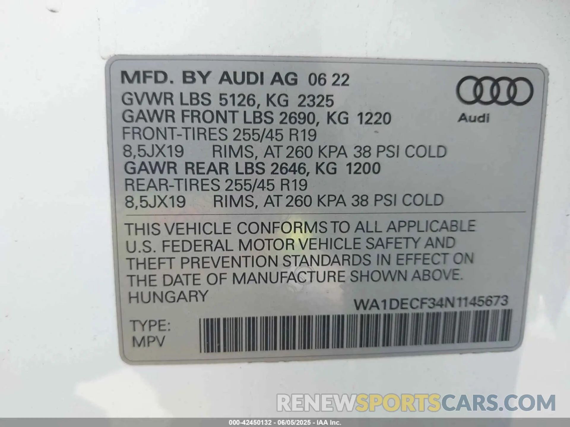 9 Photograph of a damaged car WA1DECF34N1145673 AUDI Q3 2022