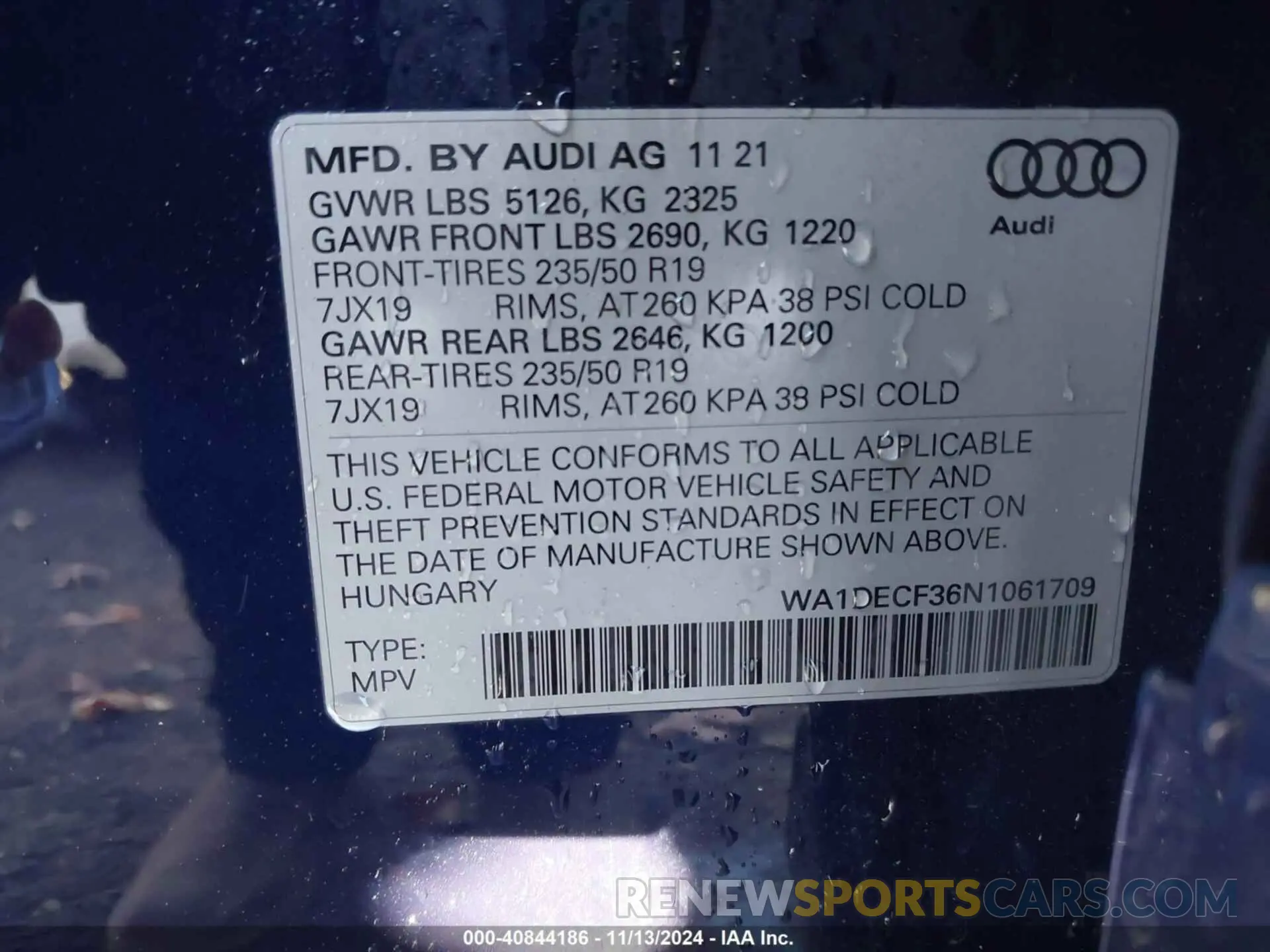 9 Photograph of a damaged car WA1DECF36N1061709 AUDI Q3 2022