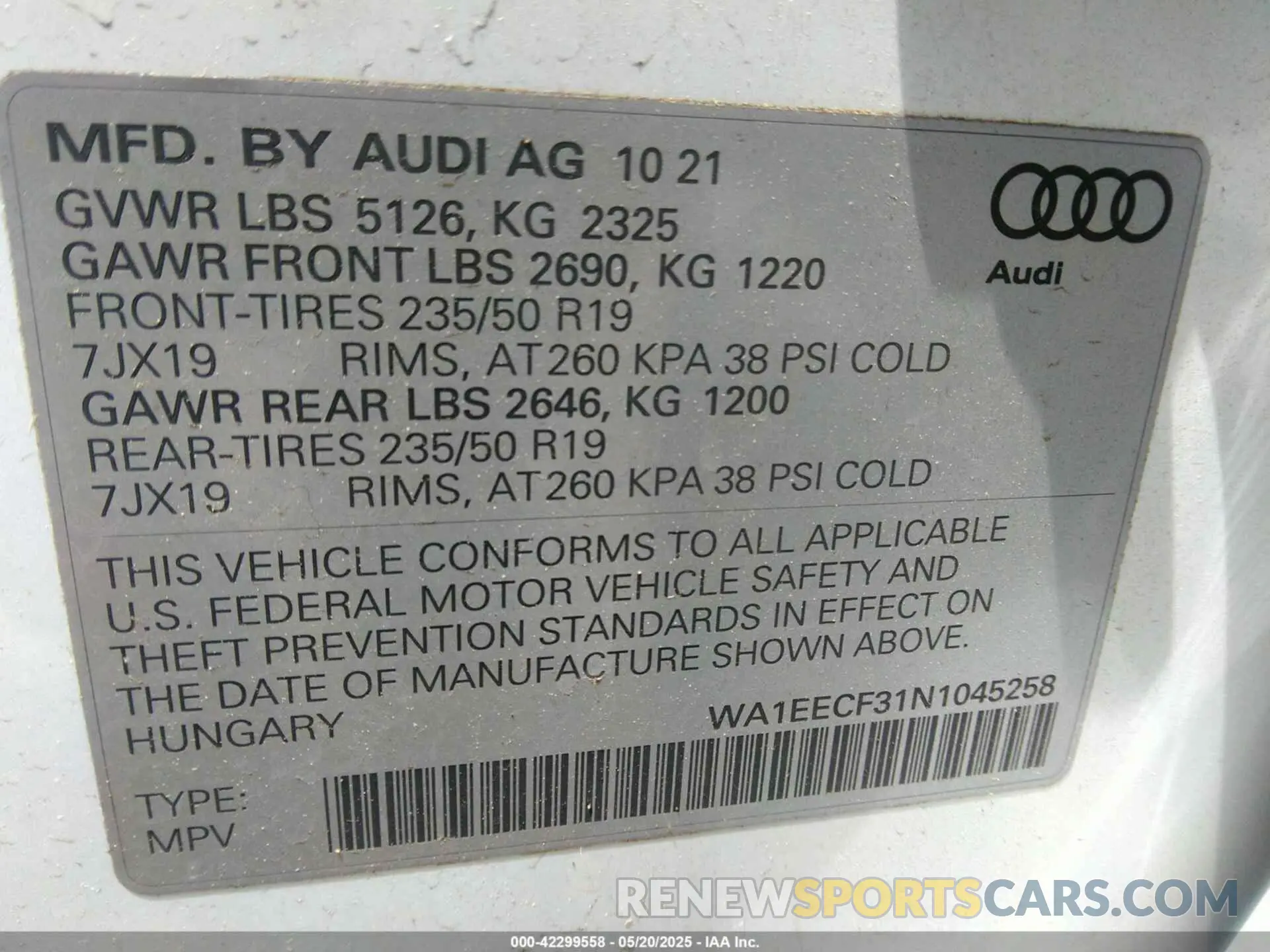 9 Photograph of a damaged car WA1EECF31N1045258 AUDI Q3 2022