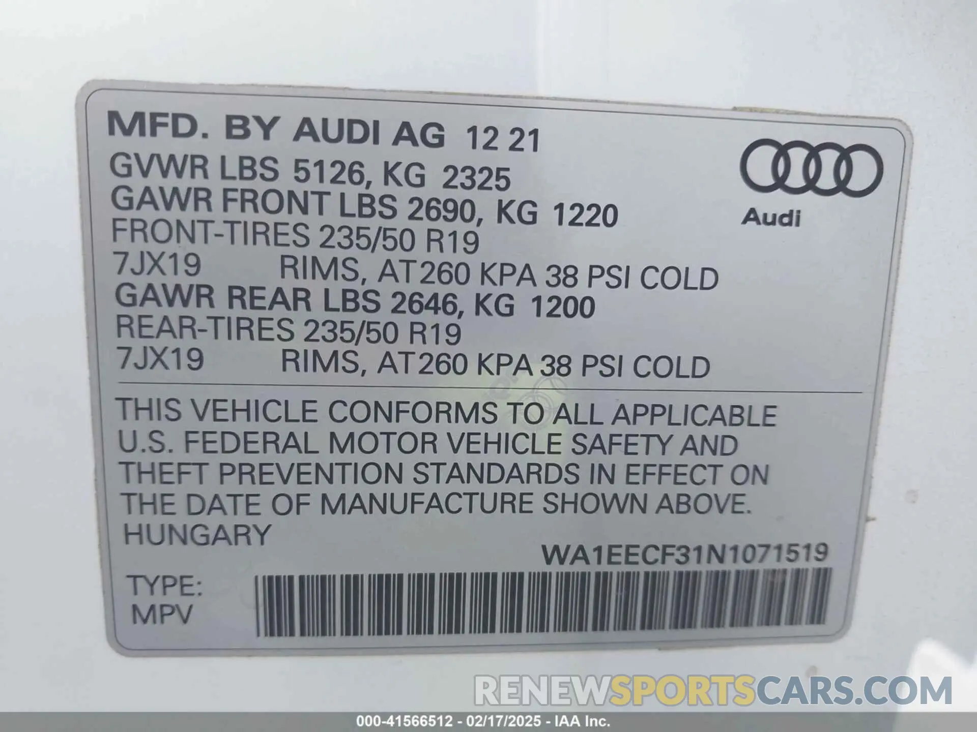 9 Photograph of a damaged car WA1EECF31N1071519 AUDI Q3 2022