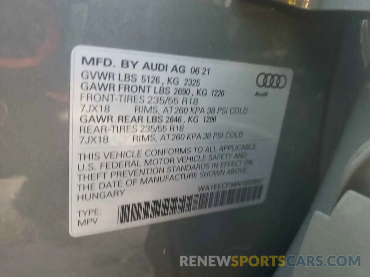 14 Photograph of a damaged car WA1EECF34N1003957 AUDI Q3 2022