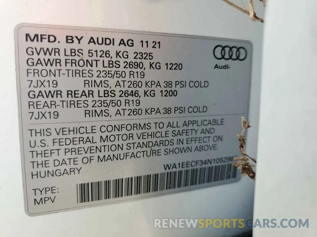 13 Photograph of a damaged car WA1EECF34N1052964 AUDI Q3 2022