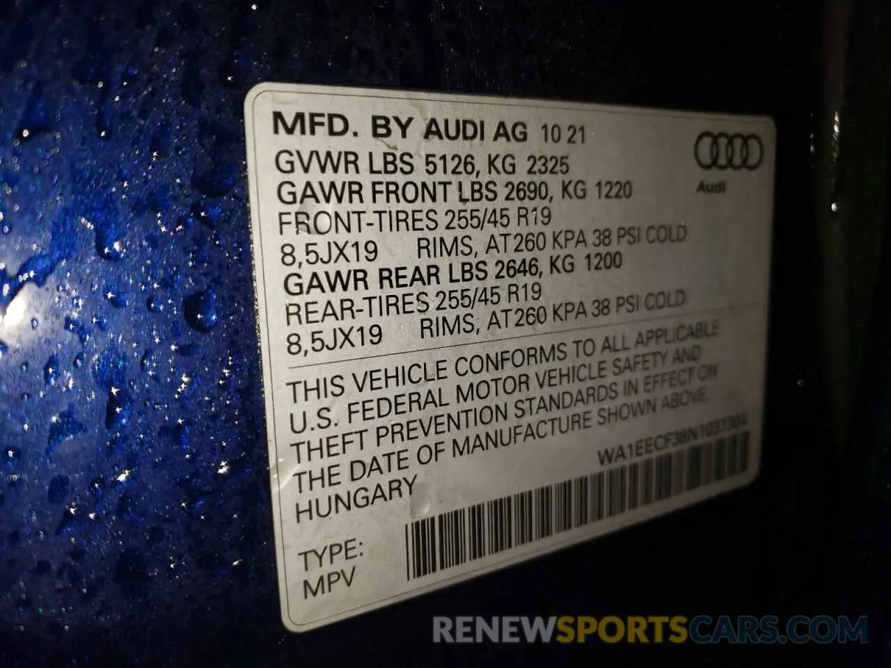 12 Photograph of a damaged car WA1EECF38N1037304 AUDI Q3 2022