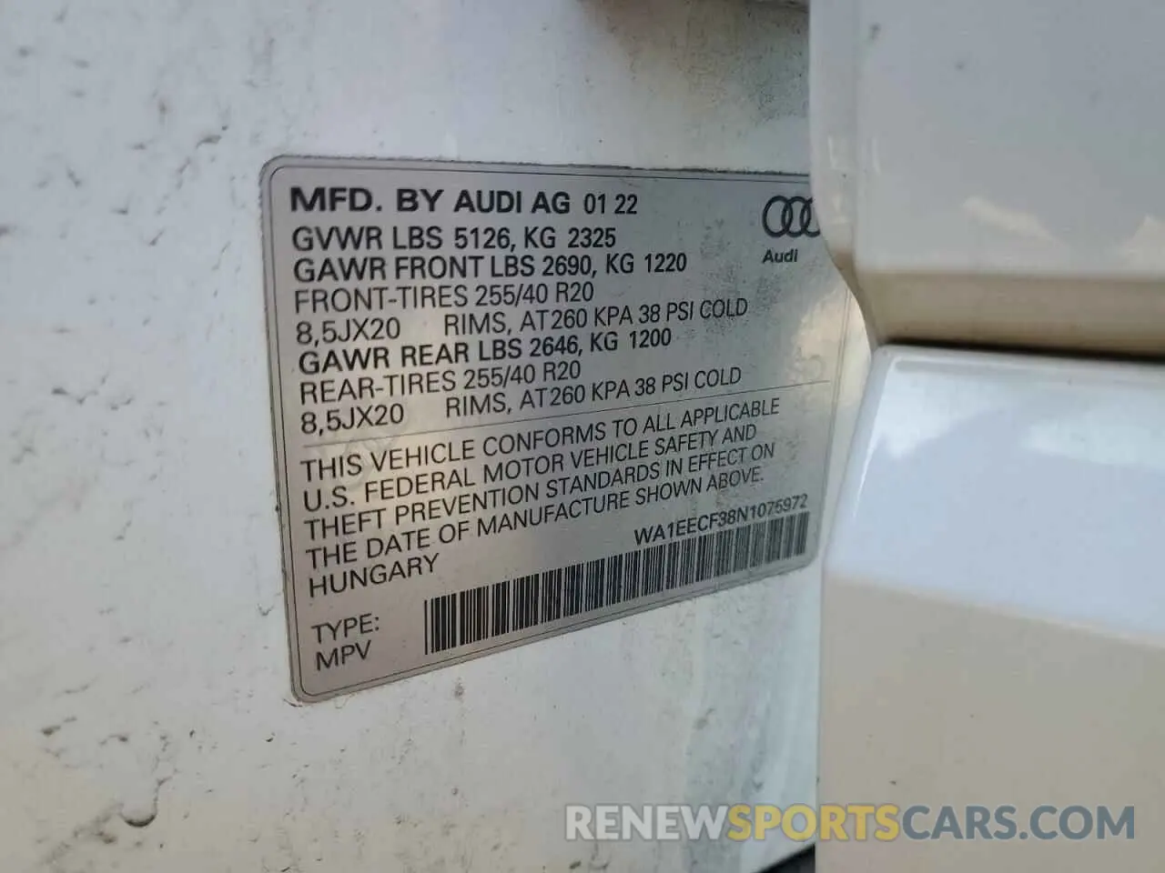 13 Photograph of a damaged car WA1EECF38N1075972 AUDI Q3 2022