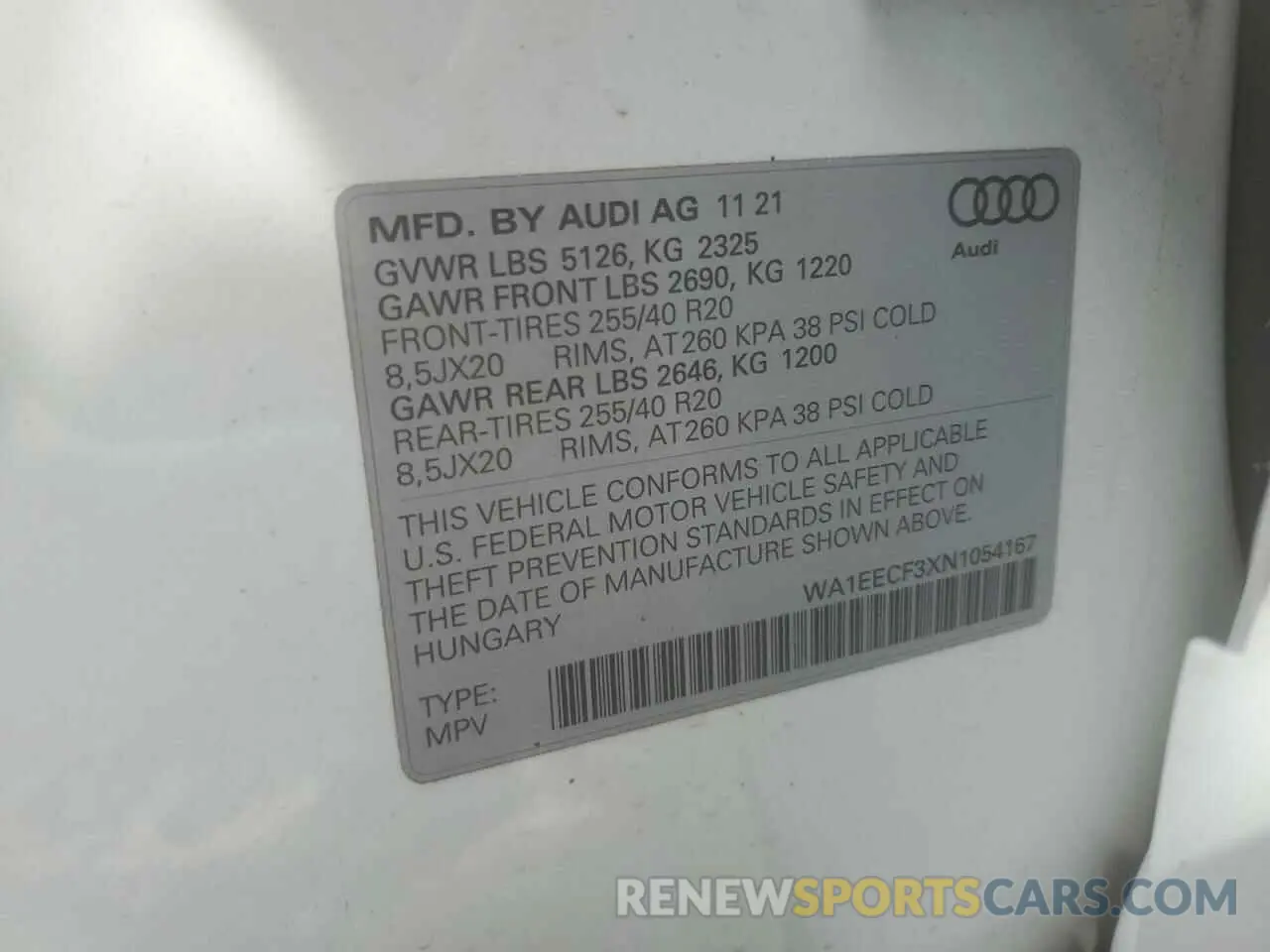 13 Photograph of a damaged car WA1EECF3XN1054167 AUDI Q3 2022