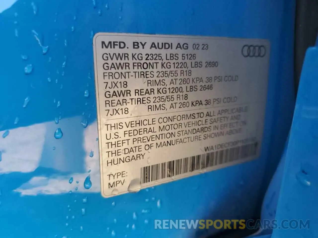 14 Photograph of a damaged car WA1DECF30P1106162 AUDI Q3 2023
