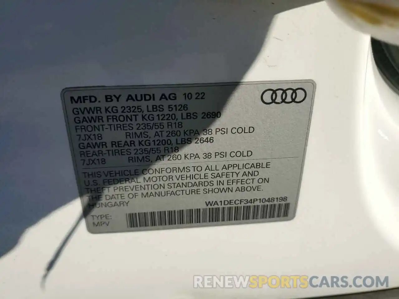 12 Photograph of a damaged car WA1DECF34P1048198 AUDI Q3 2023