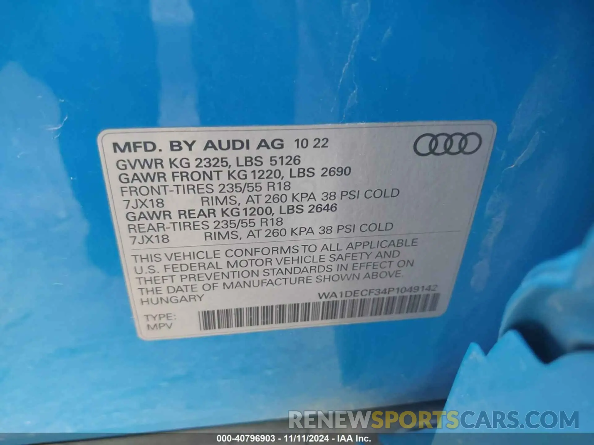 9 Photograph of a damaged car WA1DECF34P1049142 AUDI Q3 2023
