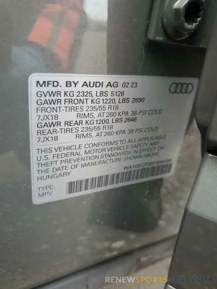 15 Photograph of a damaged car WA1DECF35P1094199 AUDI Q3 2023