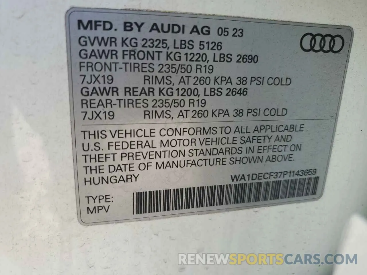 13 Photograph of a damaged car WA1DECF37P1143659 AUDI Q3 2023
