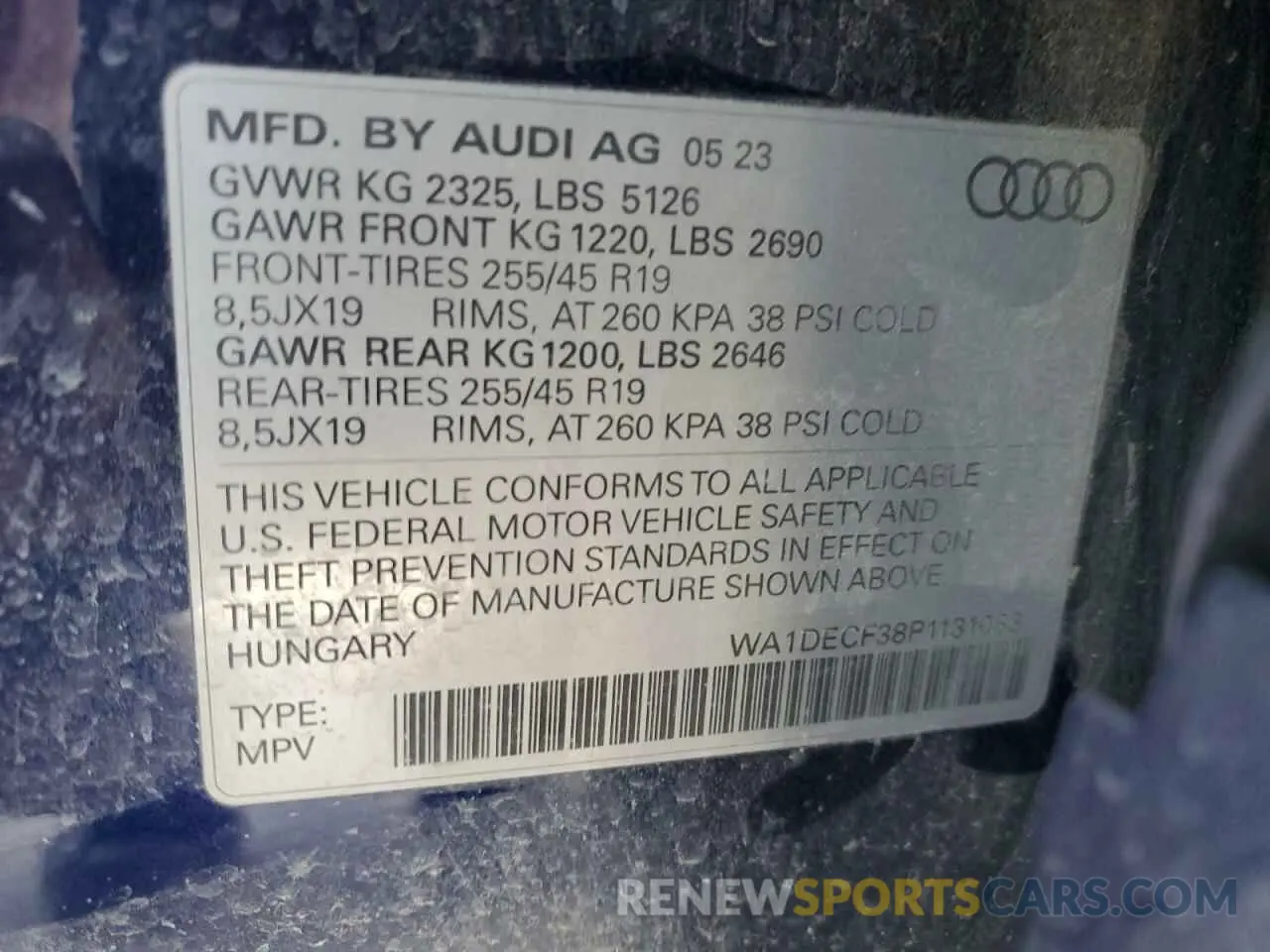 13 Photograph of a damaged car WA1DECF38P1131083 AUDI Q3 2023