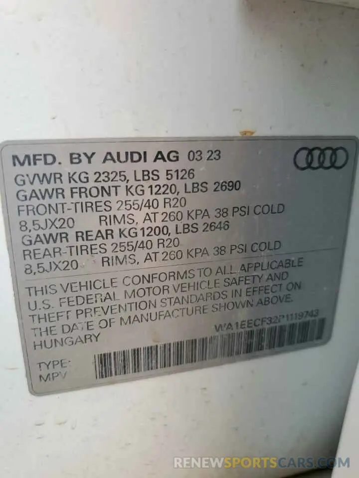 13 Photograph of a damaged car WA1EECF32P1119743 AUDI Q3 2023