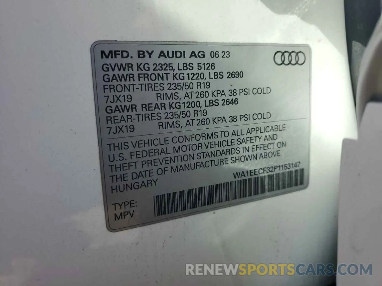 13 Photograph of a damaged car WA1EECF32P1153147 AUDI Q3 2023