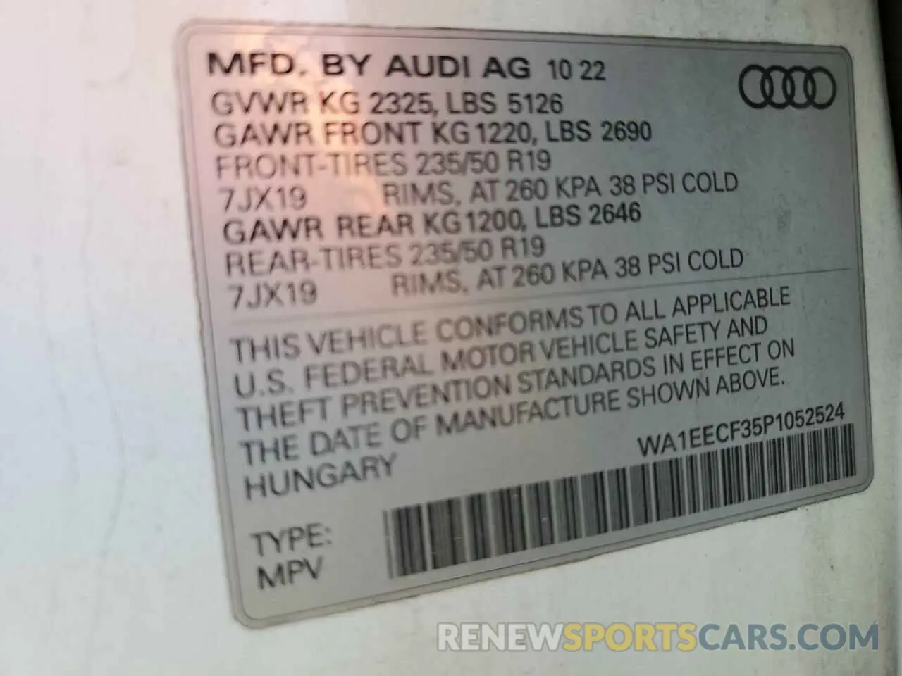 12 Photograph of a damaged car WA1EECF35P1052524 AUDI Q3 2023