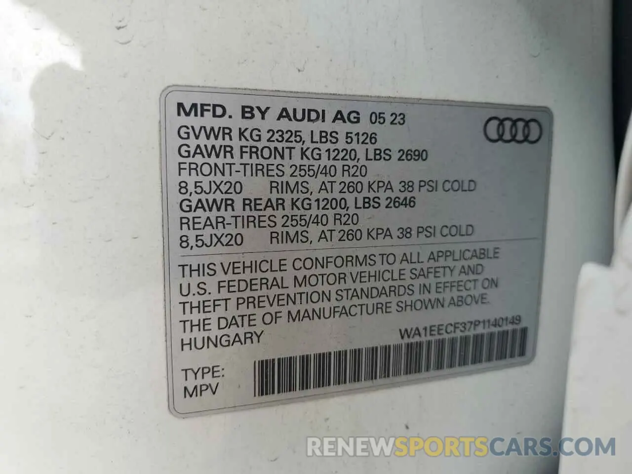 13 Photograph of a damaged car WA1EECF37P1140149 AUDI Q3 2023