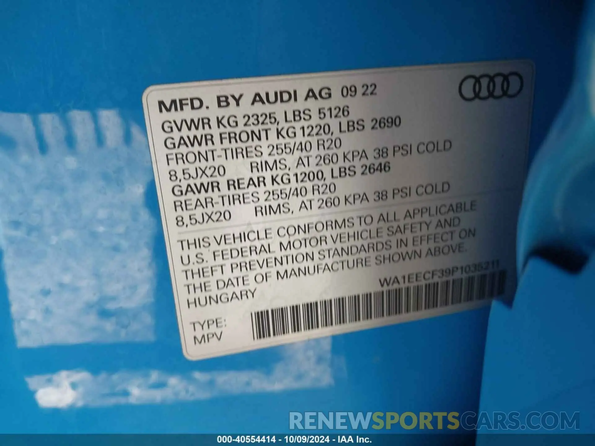 9 Photograph of a damaged car WA1EECF39P1035211 AUDI Q3 2023