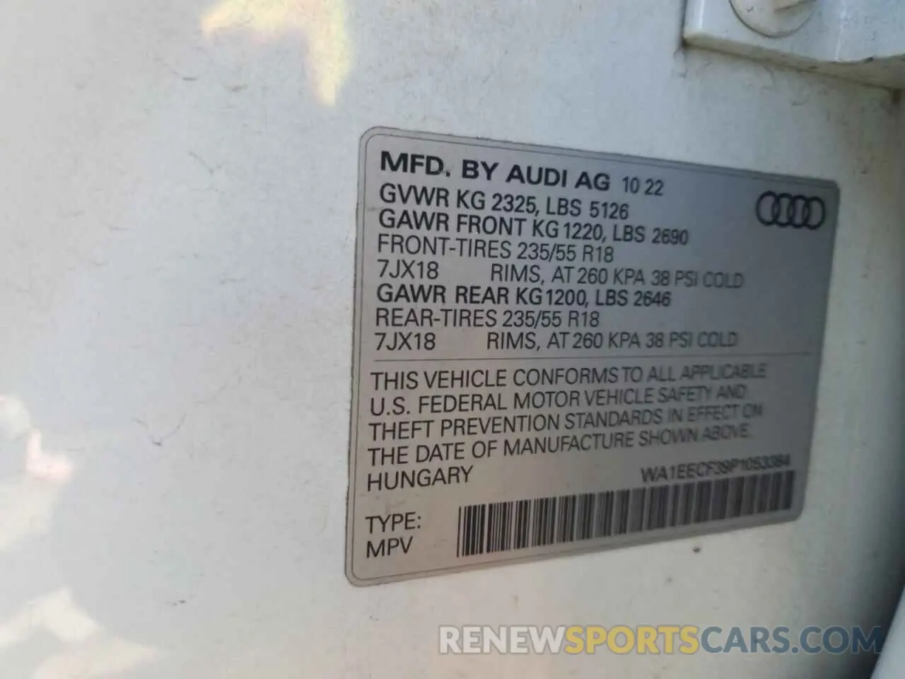 13 Photograph of a damaged car WA1EECF39P1053384 AUDI Q3 2023