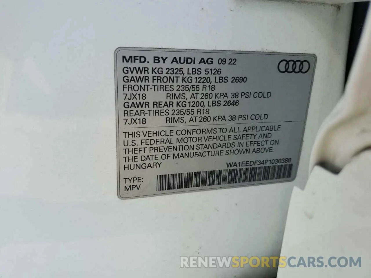 12 Photograph of a damaged car WA1EEDF34P1030388 AUDI Q3 2023