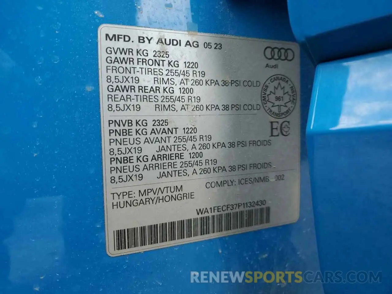 14 Photograph of a damaged car WA1FECF37P1132430 AUDI Q3 2023