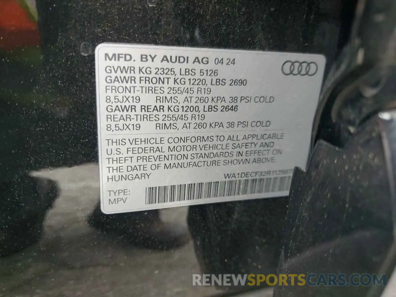 13 Photograph of a damaged car WA1DECF32R1129879 AUDI Q3 2024