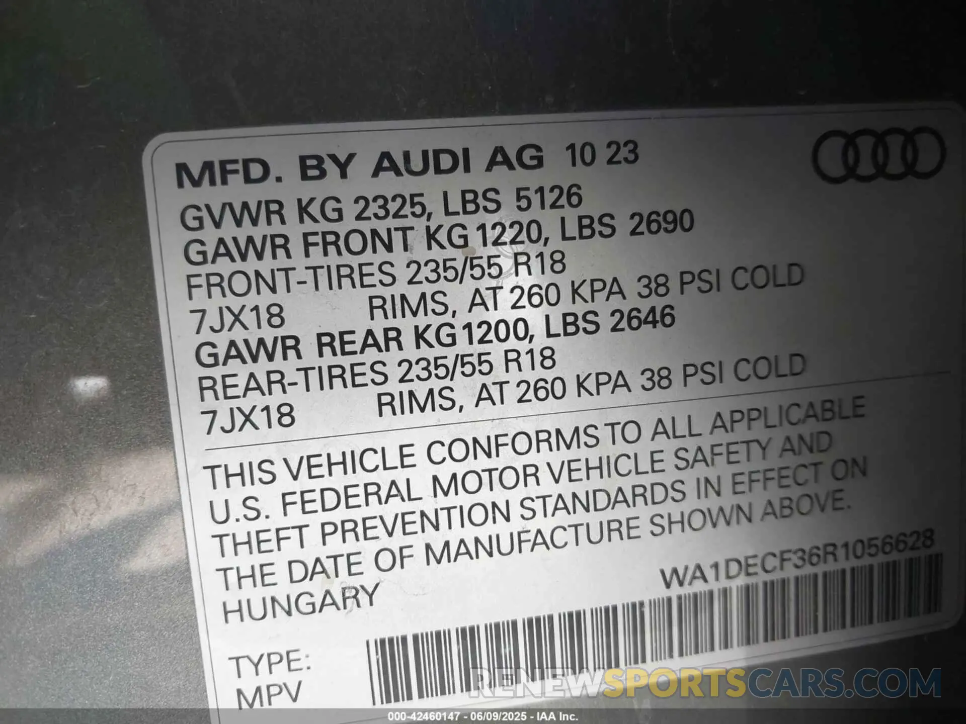 9 Photograph of a damaged car WA1DECF36R1056628 AUDI Q3 2024