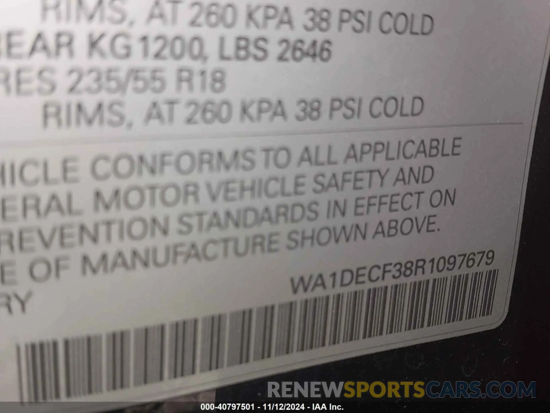 9 Photograph of a damaged car WA1DECF38R1097679 AUDI Q3 2024