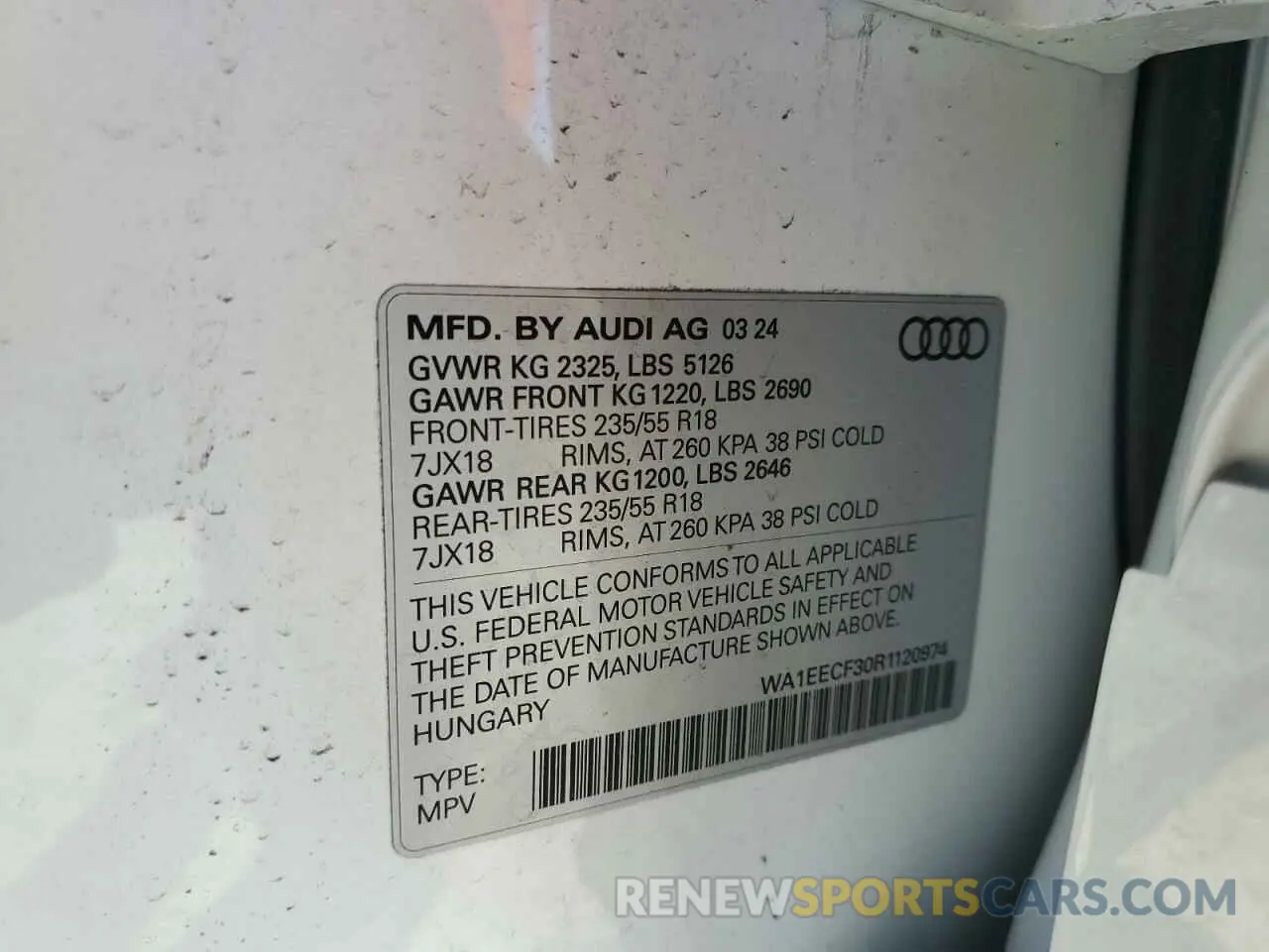 13 Photograph of a damaged car WA1EECF30R1120974 AUDI Q3 2024