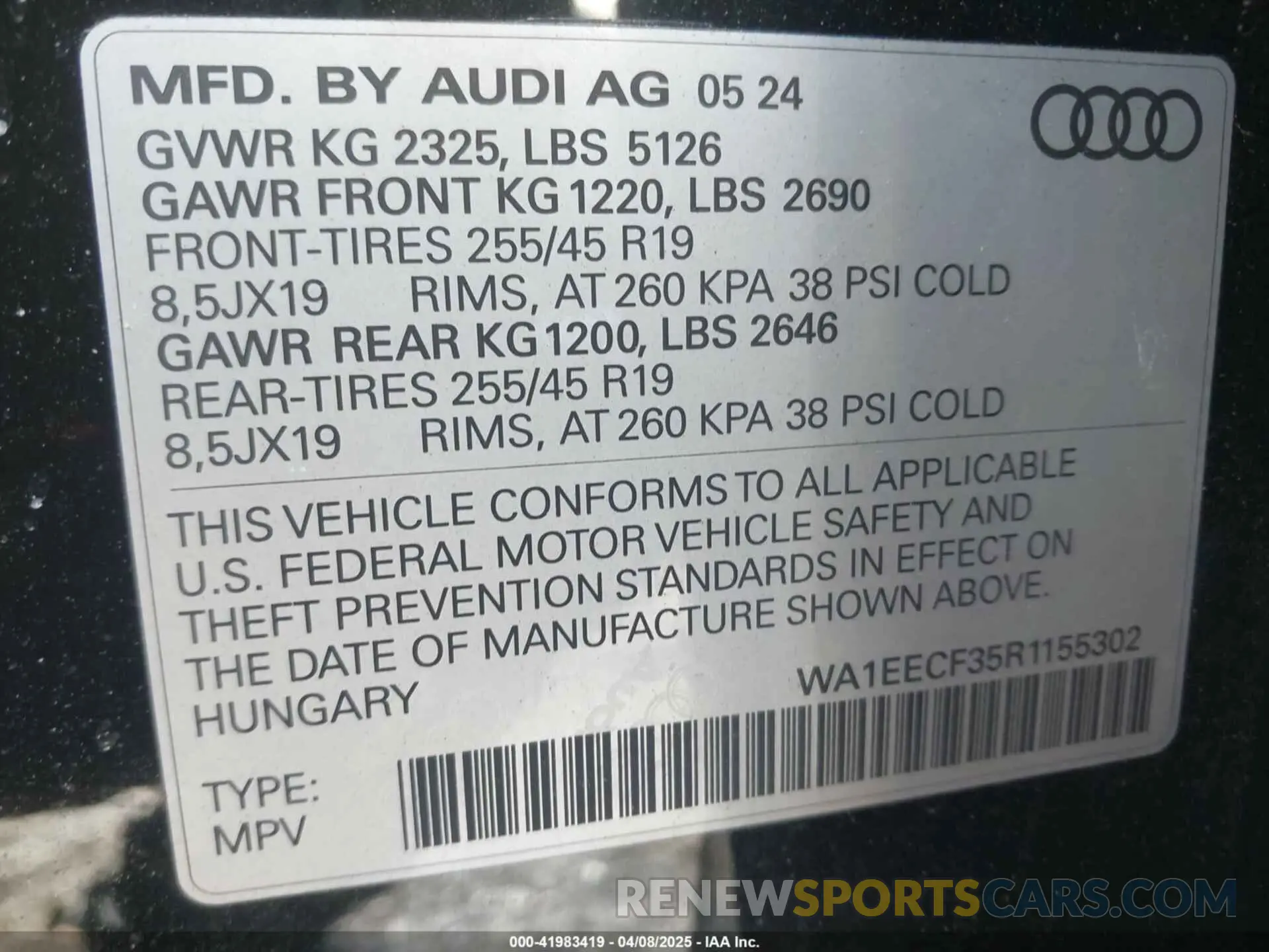 9 Photograph of a damaged car WA1EECF35R1155302 AUDI Q3 2024
