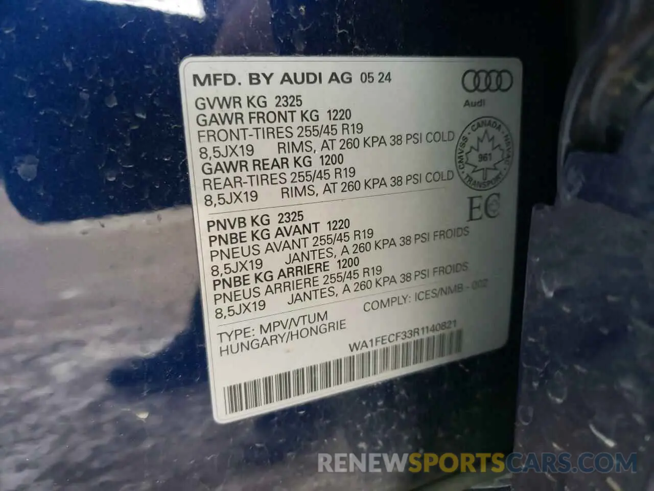 13 Photograph of a damaged car WA1FECF33R1140821 AUDI Q3 2024