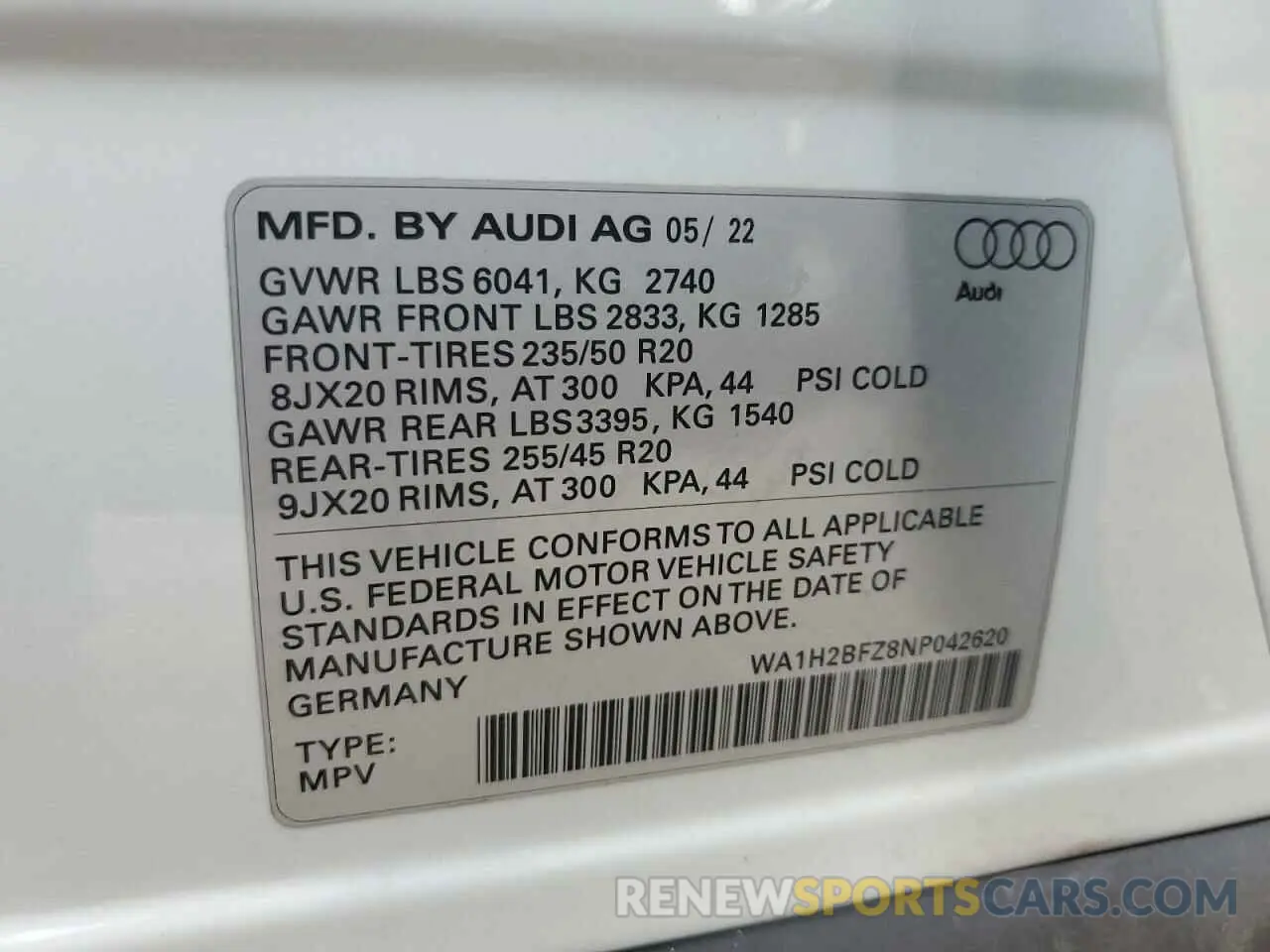 13 Photograph of a damaged car WA1H2BFZ8NP042620 AUDI Q4 E-TRON 2022