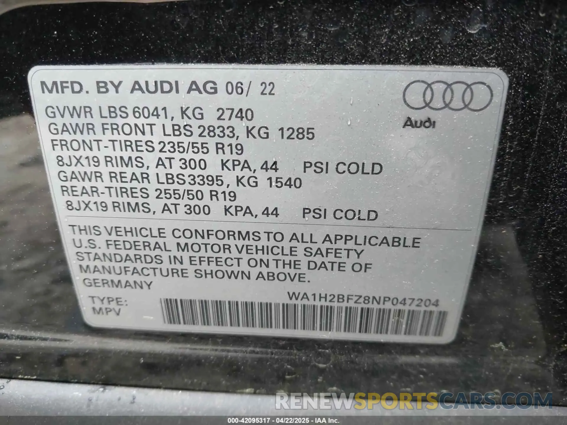 9 Photograph of a damaged car WA1H2BFZ8NP047204 AUDI Q4 E-TRON 2022