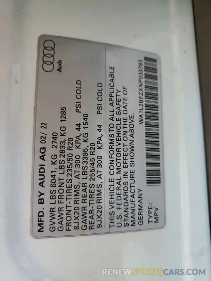 12 Photograph of a damaged car WA1L2BFZXNP033783 AUDI Q4 E-TRON 2022